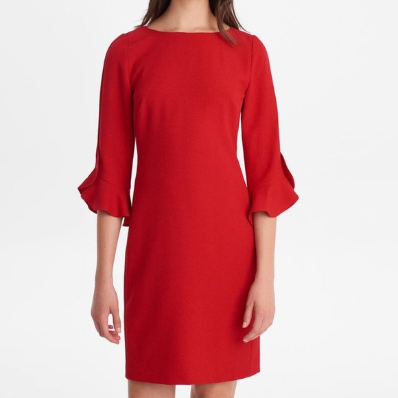 karl lagerfeld paris tulip bell sleeve crepe dress